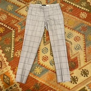 Grey Windowpane Trousers by Banana Republic